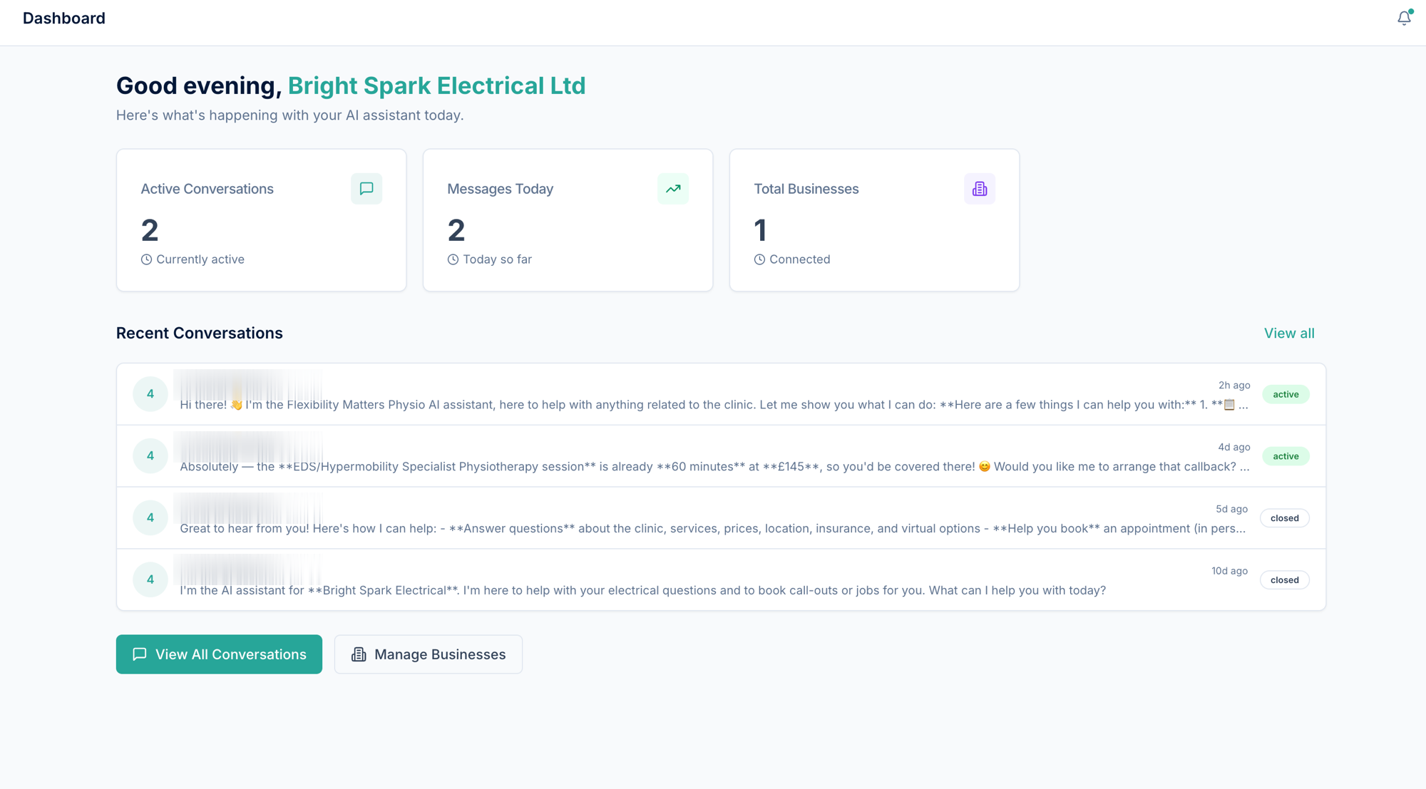 The FrontAssist dashboard overview