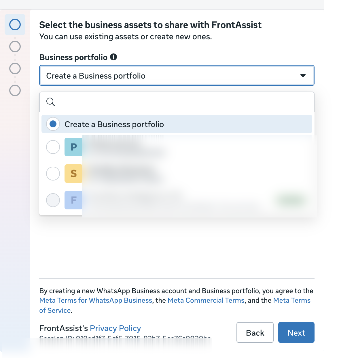 Selecting which business assets to share