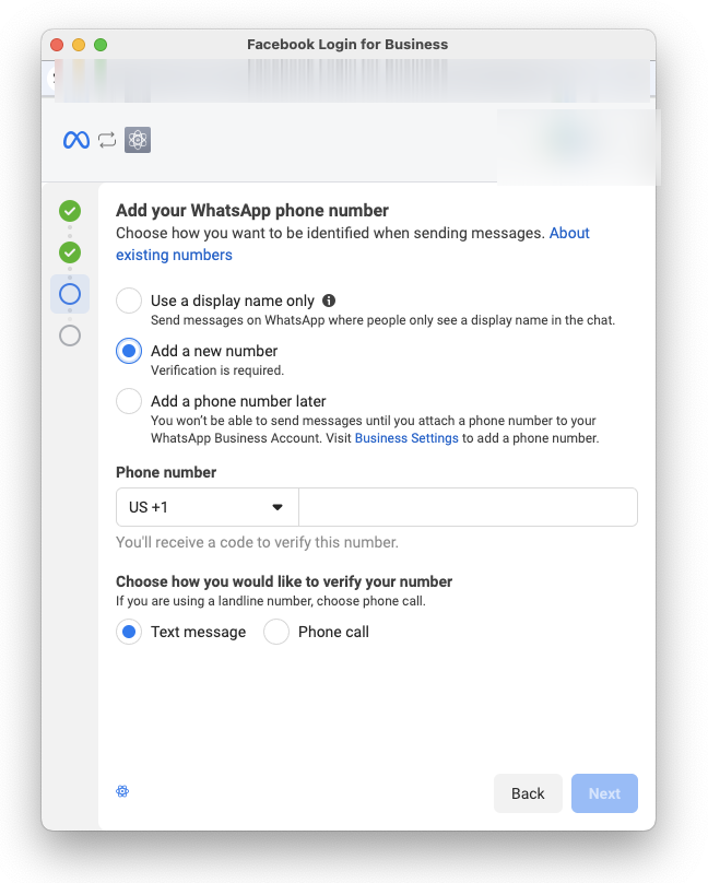 Choosing how to add your WhatsApp phone number